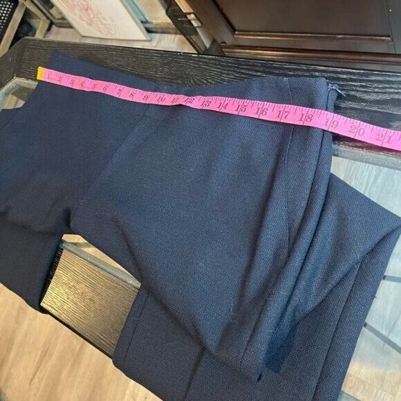 Iris Setlakwe Women's 14 Navy High Rise Flat Front Wide Leg Lined Dress Pant - Picture 8 of 12